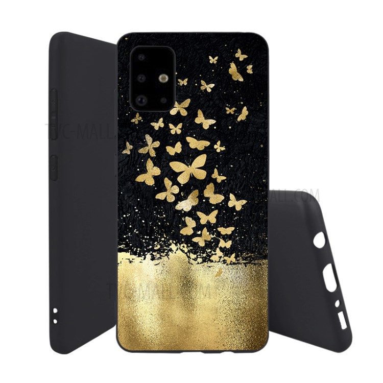 Pattern Printing Matte Soft TPU Protective Case for Samsung Galaxy A71 - Gold Butterflies-1