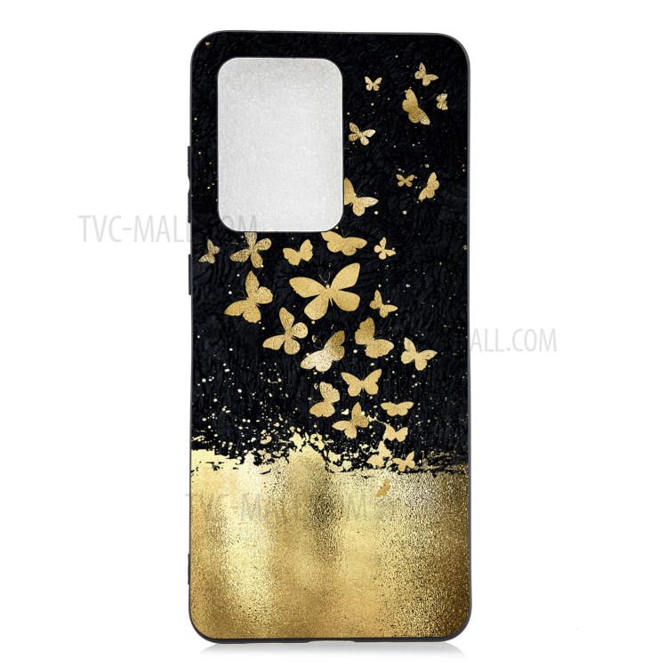 Pattern Printing Matte Soft TPU Phone Back Case for Samsung Galaxy S20 Ultra - Gold Butterflies-1