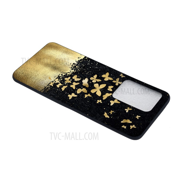 Pattern Printing Matte Soft TPU Phone Back Case for Samsung Galaxy S20 Ultra - Gold Butterflies-2