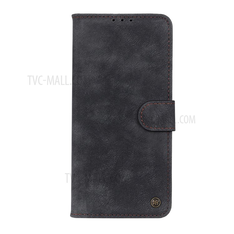 Leather Wallet Stand Protective Phone Case for Samsung Galaxy A51 - Black-2