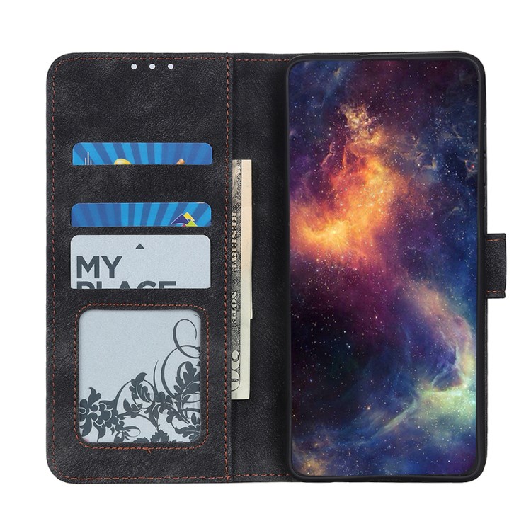 Leather Wallet Stand Protective Phone Case for Samsung Galaxy A51 - Black-6