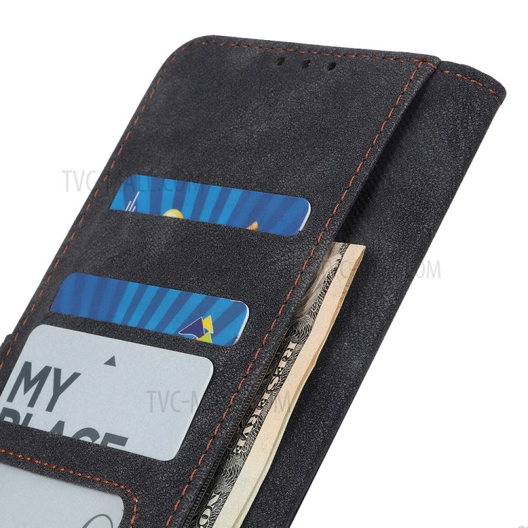 Leather Wallet Stand Protective Phone Case for Samsung Galaxy A51 - Black-7