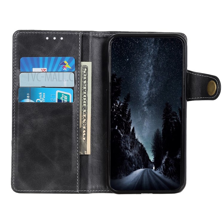 S Shape Textured PU Leather Wallet Mobile Phone Case for Samsung Galaxy A41 - Black-11