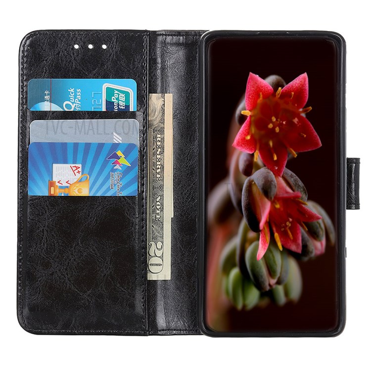 Double Brass Buttons Crazy Horse Leather Wallet Protection Case for Samsung Galaxy A70e - Black-5