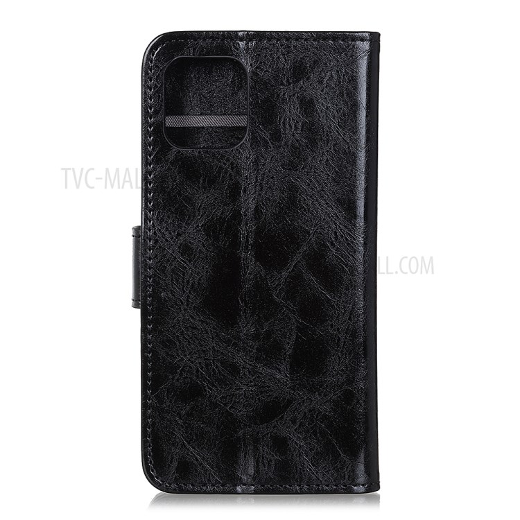 Double Buckles Crazy Horse Leather Wallet Case for Samsung Galaxy A41 - Black-3