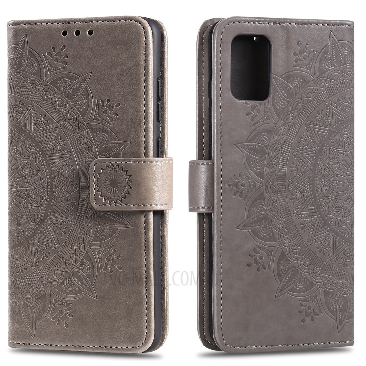 Impressum Blumenlederbrieftasche Telefonabdeckung Für Samsung-Galaxie A81 / Anmerkung 10 Lite - Grau-1