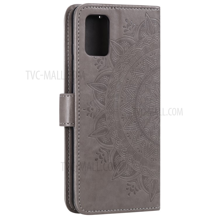 Imprint Flower Leather Wallet Phone Cover for Samsung Galaxy A81/Note 10 Lite - Grey-5