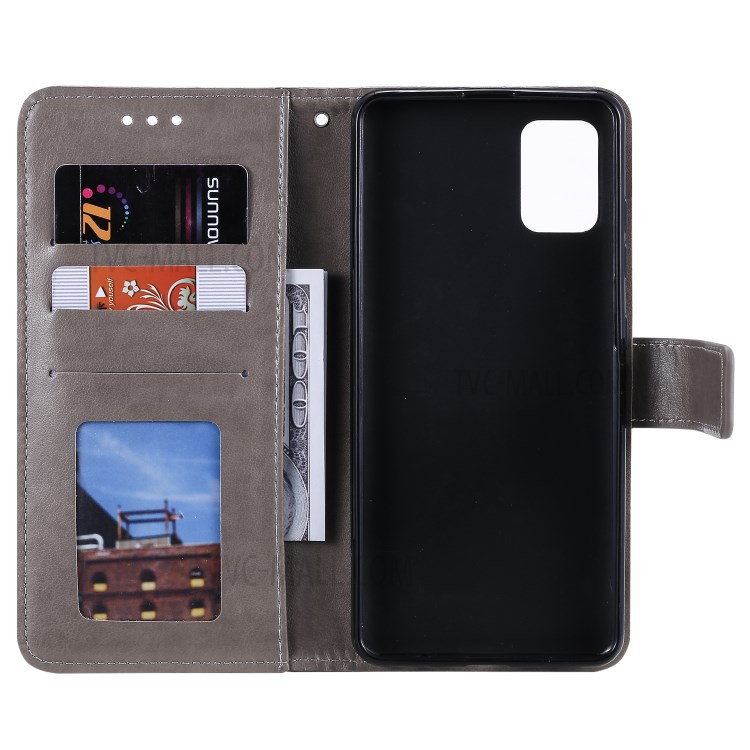 Impressum Blumenlederbrieftasche Telefonabdeckung Für Samsung-Galaxie A81 / Anmerkung 10 Lite - Grau-6