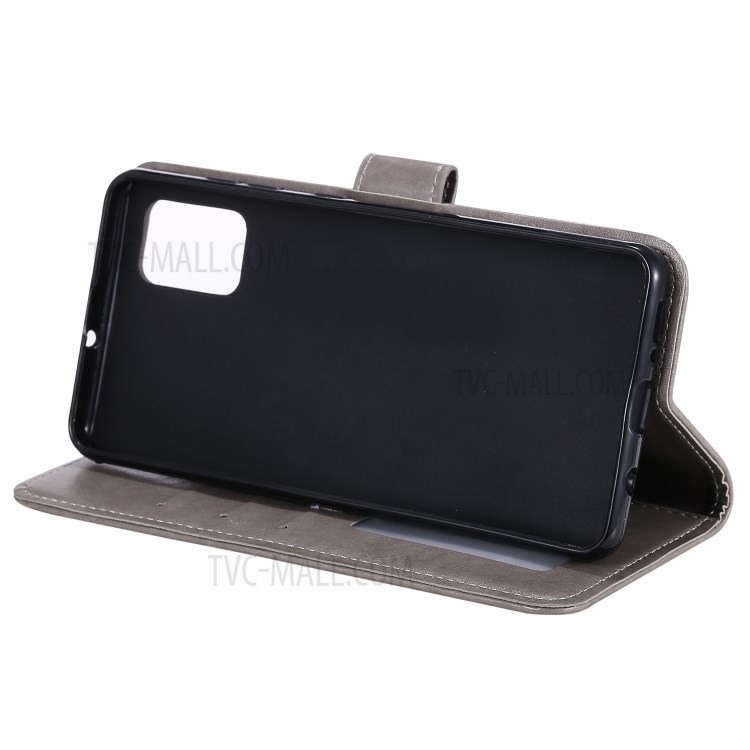 Impressum Blumenlederbrieftasche Telefonabdeckung Für Samsung-Galaxie A81 / Anmerkung 10 Lite - Grau-7