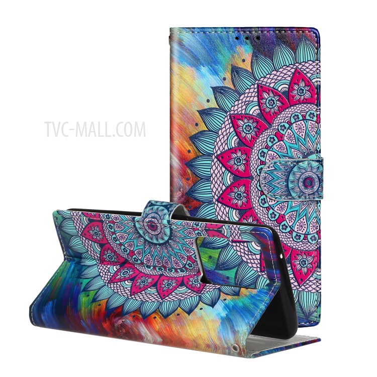 Embossed Pattern Printing Wallet Leather Stand Case for Samsung Galaxy S20 Ultra - Flower-1