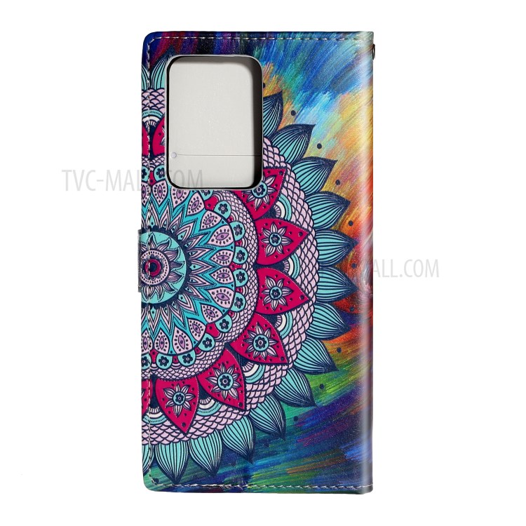 Embossed Pattern Printing Wallet Leather Stand Case for Samsung Galaxy S20 Ultra - Flower-4