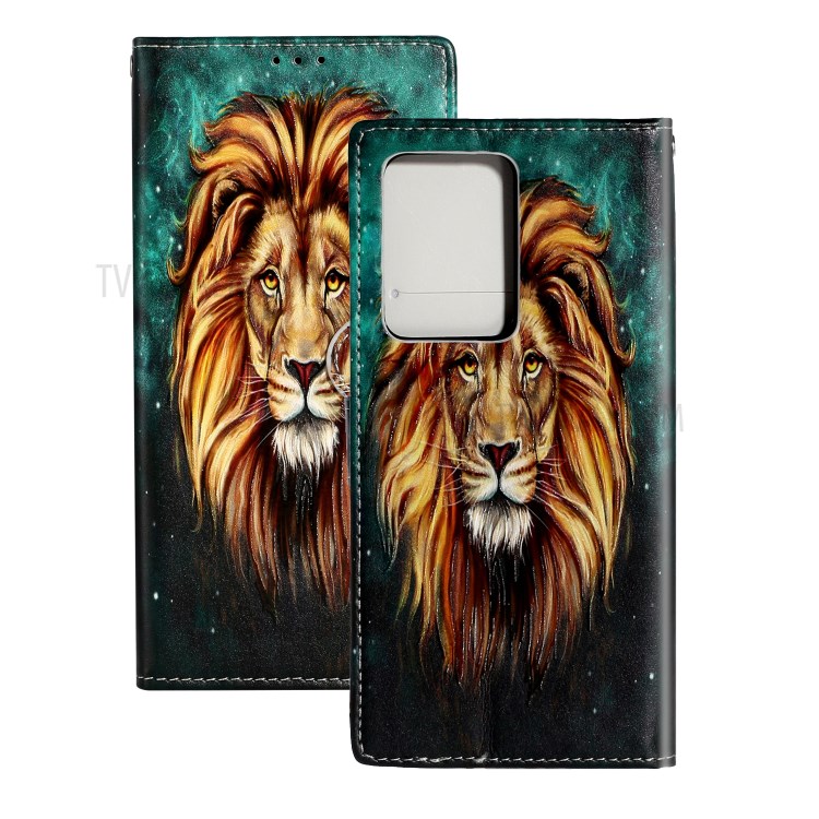 Embossed Pattern Printing Leather Flip Case Phone Cover for Samsung Galaxy S20 - Lion-2