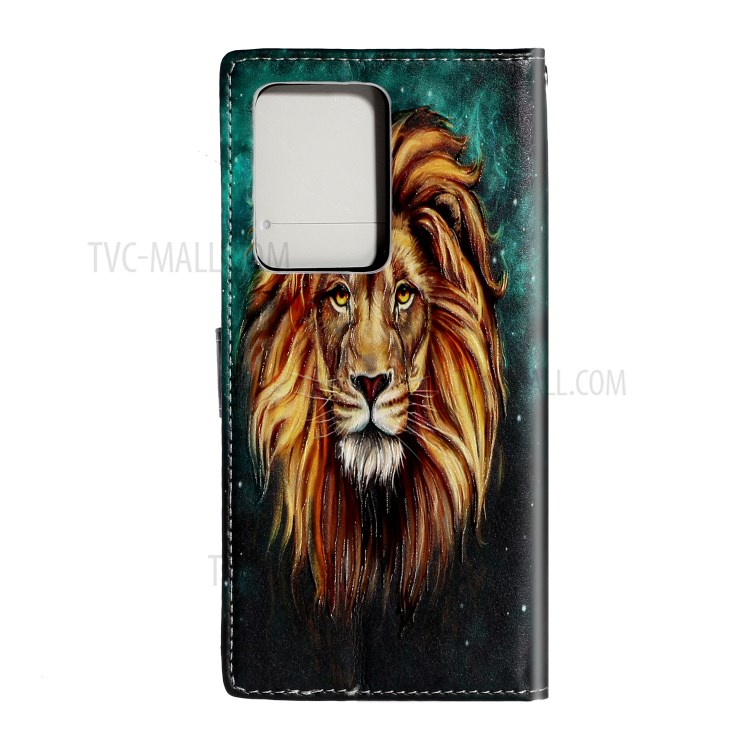 Embossed Pattern Printing Leather Flip Case Phone Cover for Samsung Galaxy S20 - Lion-4