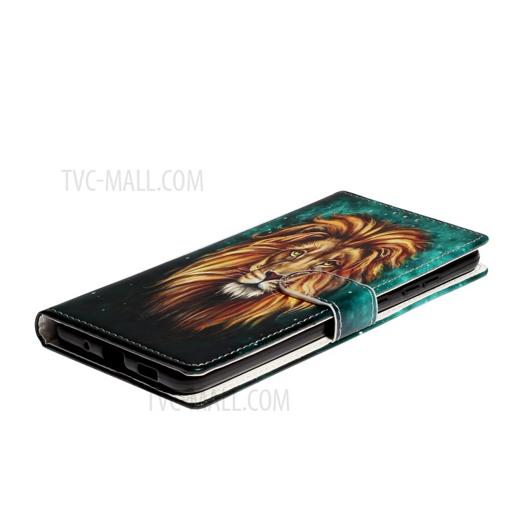 Embossed Pattern Printing Leather Flip Case Phone Cover for Samsung Galaxy S20 - Lion-6