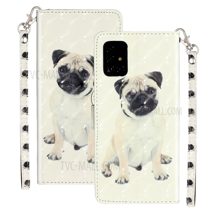 Light Spot Decor Patterned Leather Shell Wallet Phone Case for Samsung Galaxy A71 - Dog-2