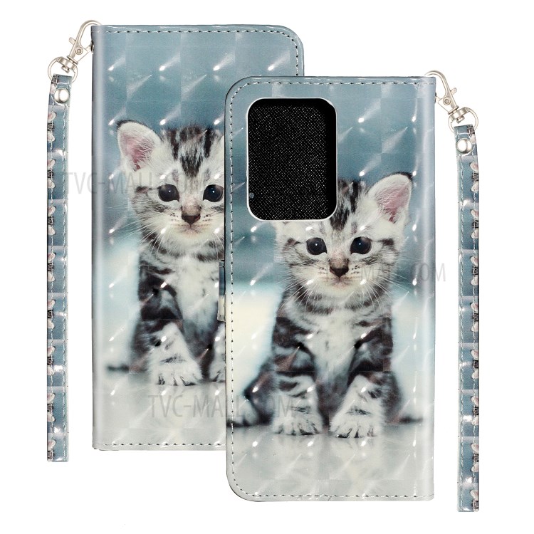 Cassa Del Telefono Raccoglitore Della Copertura Del Cuoio Modellato Decorazione Punto Luminoso Per La Galassia S20 Ultra - Gatto-2