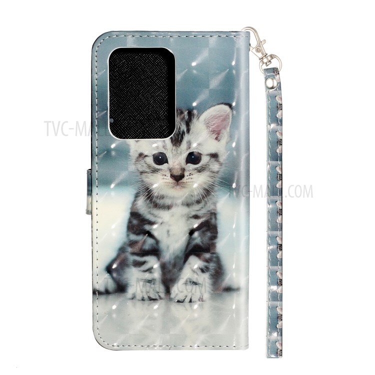 Cassa Del Telefono Raccoglitore Della Copertura Del Cuoio Modellato Decorazione Punto Luminoso Per La Galassia S20 Ultra - Gatto-4