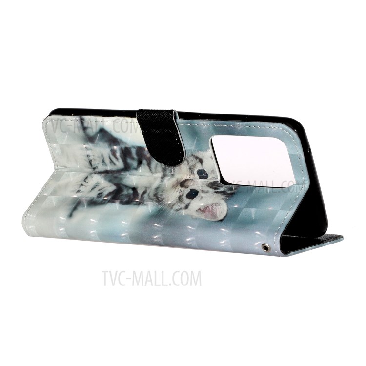 Cassa Del Telefono Raccoglitore Della Copertura Del Cuoio Modellato Decorazione Punto Luminoso Per La Galassia S20 Ultra - Gatto-6