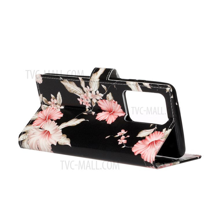 Pattern Printing Leather Cover Wallet Stand Phone Case for Samsung Galaxy S20 Ultra - Vivid Flowers-5