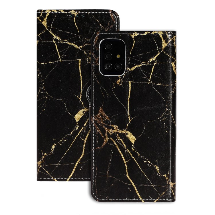 Pattern Printing Wallet Leather Stand Shell for Samsung Galaxy A71 - Black Marble-2