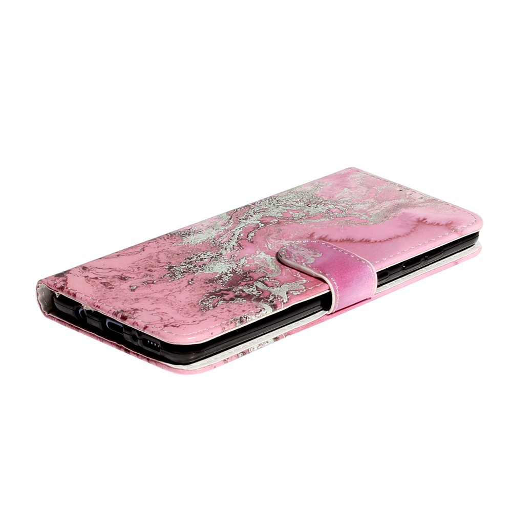 Pattern Printing PU Leather Wallet Stand Cell Phone Shell for Samsung Galaxy A51 - Rose Marble-6