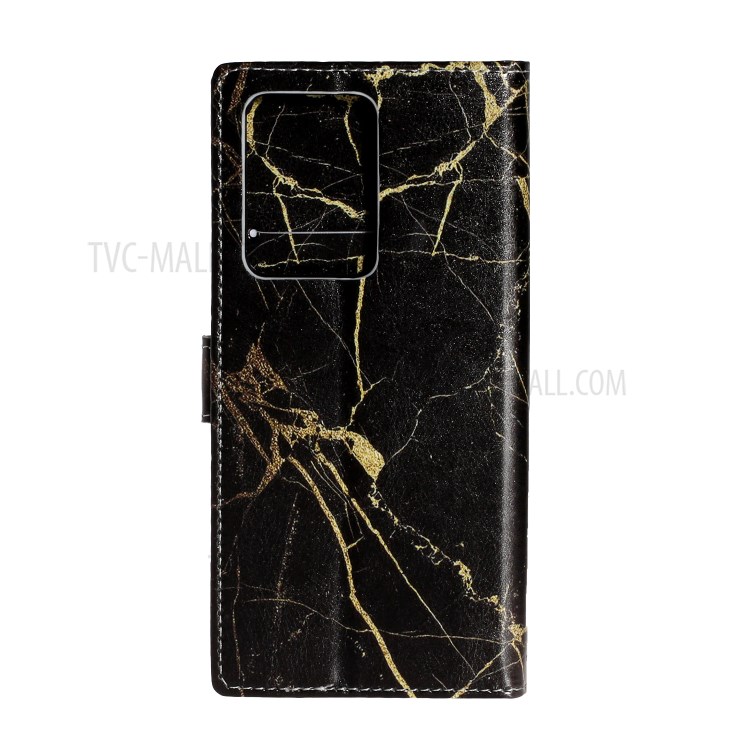 Pattern Printing Leather Wallet Phone Cover for Samsung Galaxy S20 Plus - Black Marble Grain-4