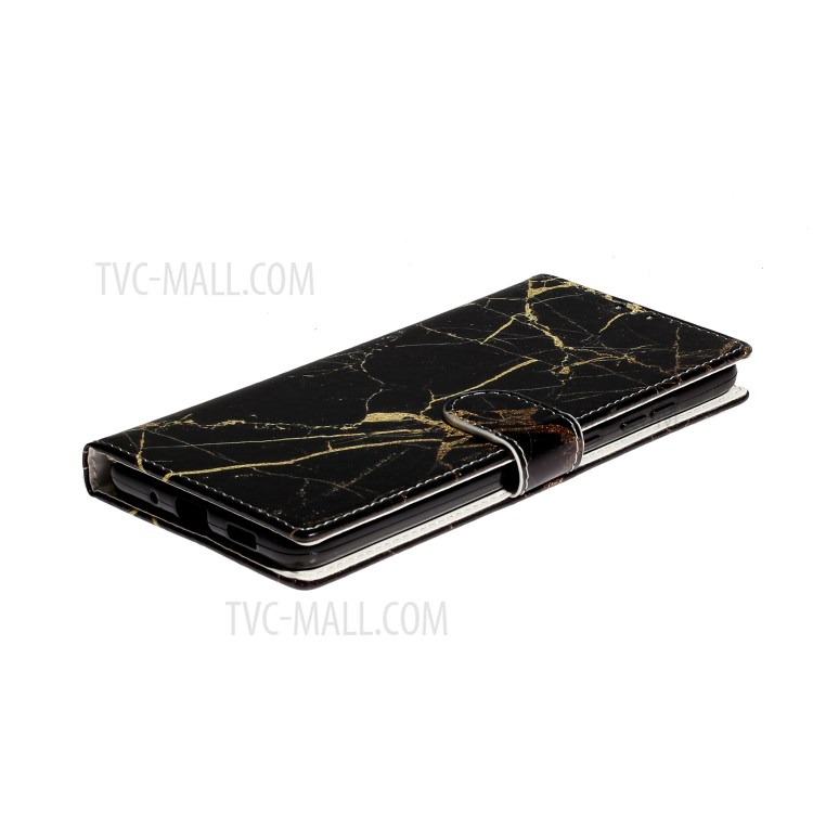 Pattern Printing Leather Wallet Phone Cover for Samsung Galaxy S20 Plus - Black Marble Grain-6