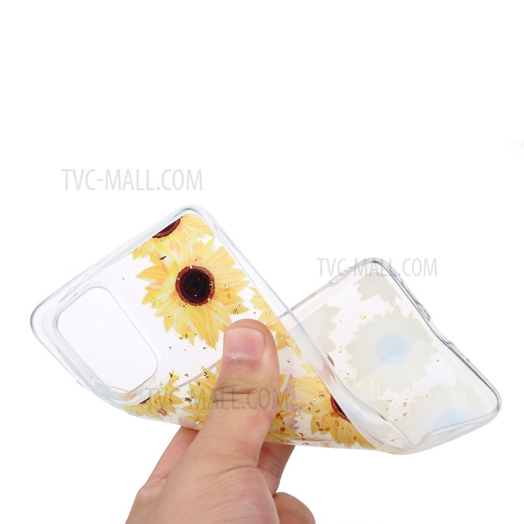 Glitter Sequins Inlaid Pattern Painting Soft TPU Case for Samsung Galaxy S20 Ultra - Sunflower-3