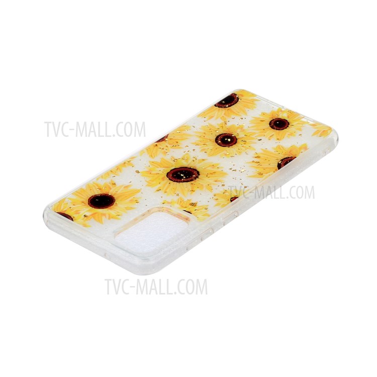 Glitter Sequins Inlaid Pattern Painting Soft TPU Case for Samsung Galaxy S20 Ultra - Sunflower-5