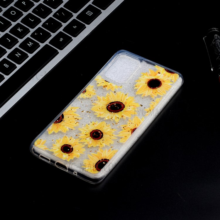 Glitter Sequins Inlaid Pattern Painting Soft TPU Case for Samsung Galaxy S20 Ultra - Sunflower-6