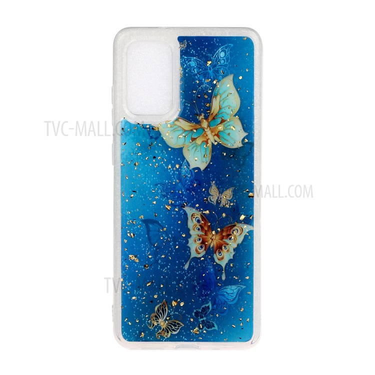 Glitter Sequins Inlaid Pattern Painting Soft TPU Back Case for Samsung Galaxy A71 - Butterflies-2