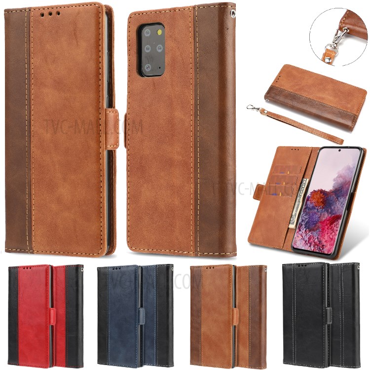 Retro Style Contrast Color Wallet Leather Protective Case for Samsung Galaxy S20 Plus - Brown-11