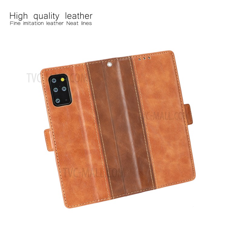 Retro Style Contrast Color Wallet Leather Protective Case for Samsung Galaxy S20 Plus - Brown-6