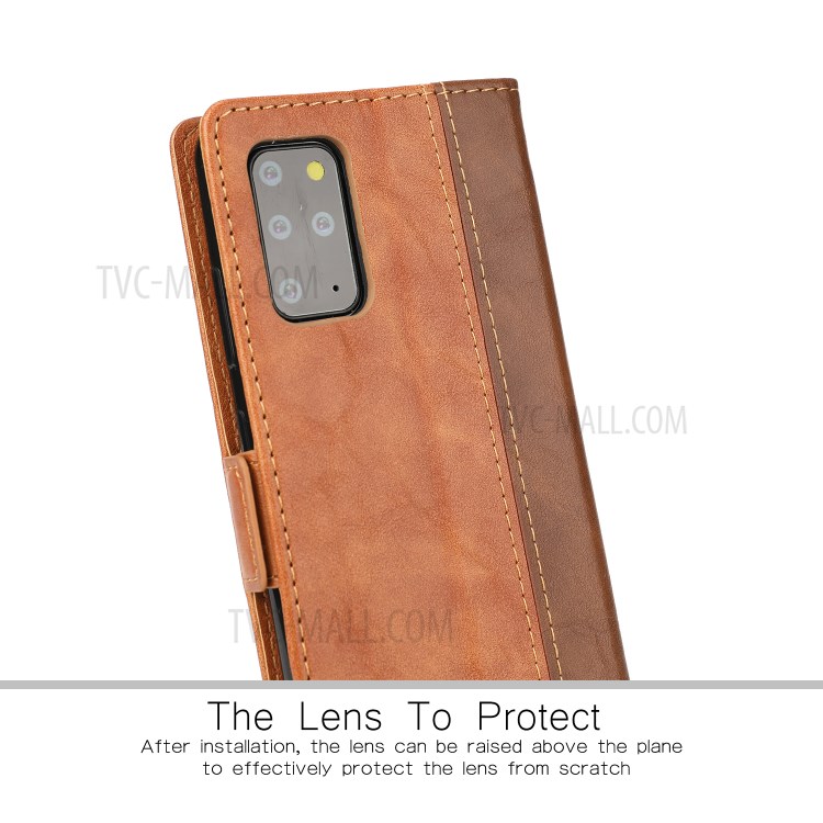 Retro Style Contrast Color Wallet Leather Protective Case for Samsung Galaxy S20 Plus - Brown-8