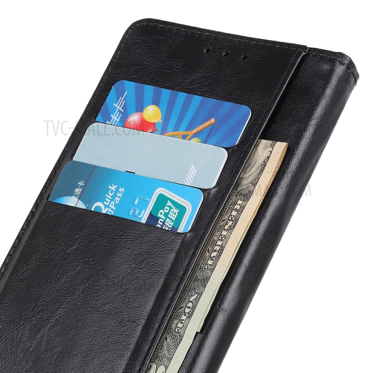 Rivet Decorated Cowide Texture PU Leather Stand Wallet Case for Samsung Galaxy A70e - Black-6