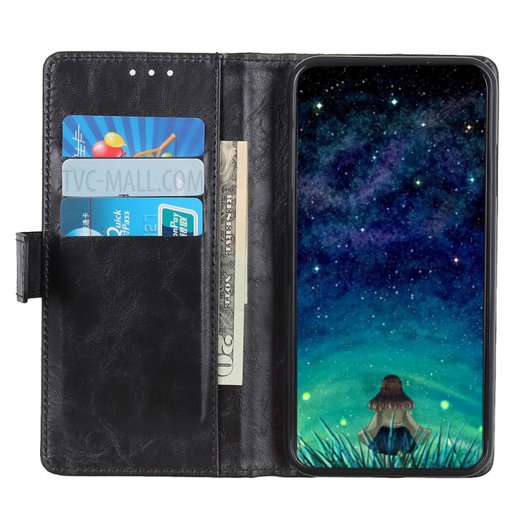 Rivet Decorated Cowide Texture PU Leather Stand Wallet Case for Samsung Galaxy A70e - Black-9