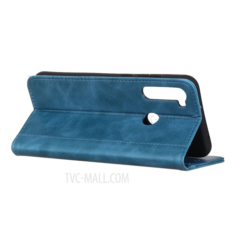 Decoração Rebite Carteira De Couro Caso, A Proteção Magnética Para Samsung Galaxy A11 - Azul-6
