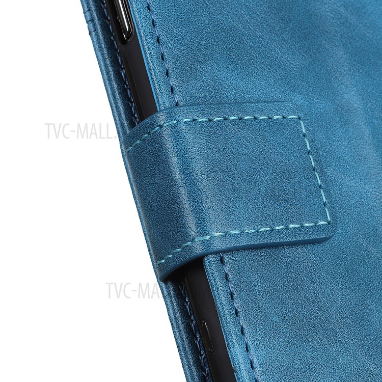 Decoração Rebite Carteira De Couro Caso, A Proteção Magnética Para Samsung Galaxy A11 - Azul-8
