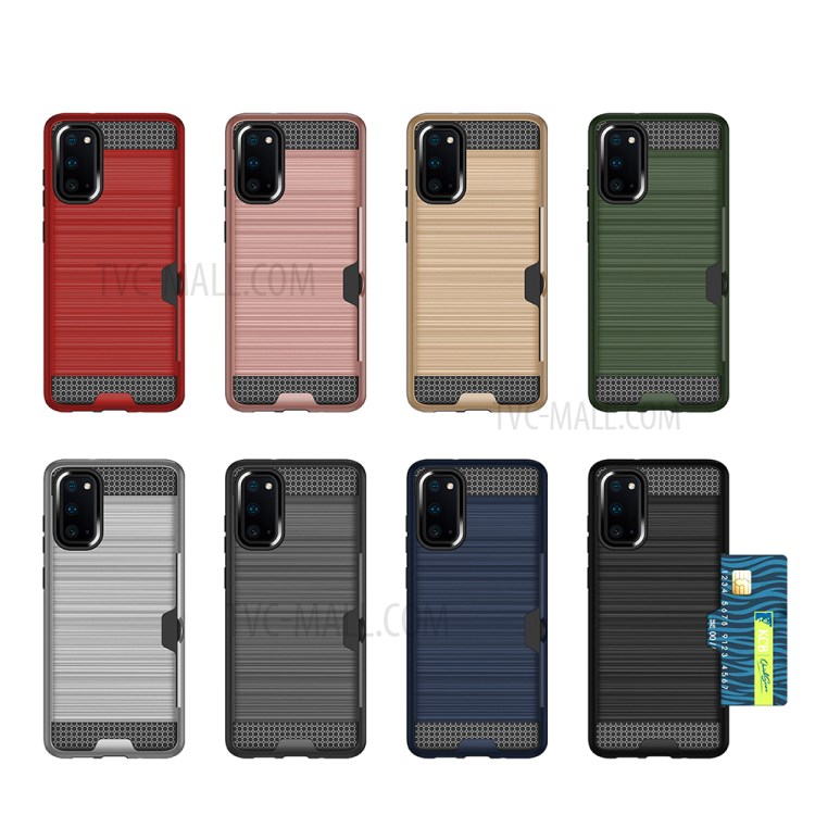 Aufgetragene PC + TPU Hybridtelefonabdeckung Mit Kartenschlitz Für Samsung Galaxy S20 - Roségold-4