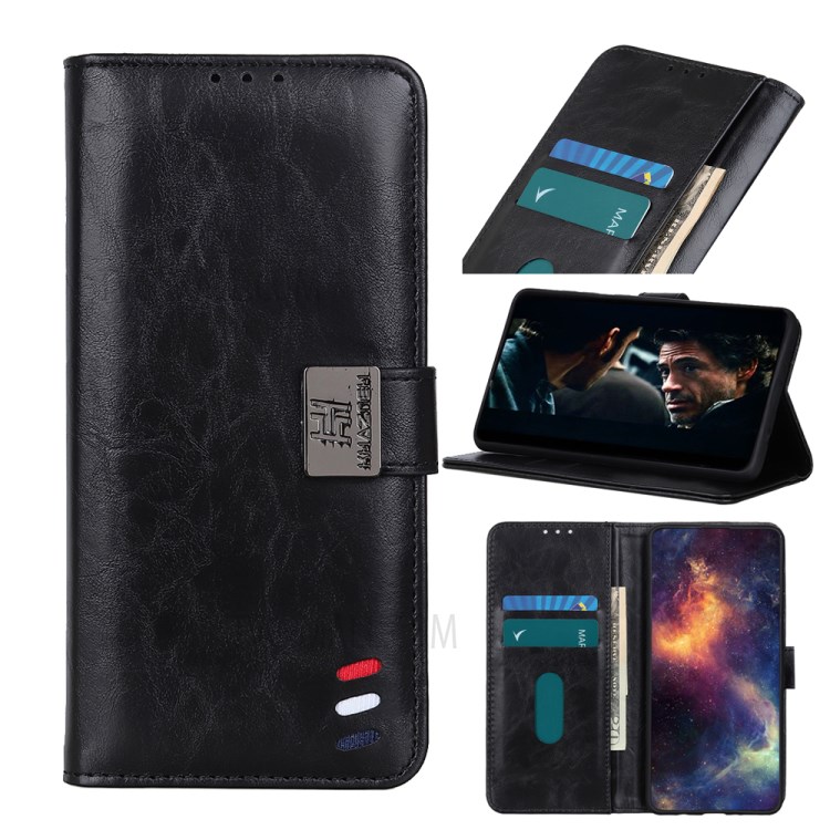 Simple Design With Wallet Stand Leather Casing for Samsung Galaxy S20 Ultra - Black-1