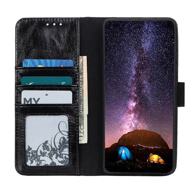 Crazy Horse Texture Wallet Leather Cell Phone Shell for Samsung Galaxy S20 Ultra - Black-4