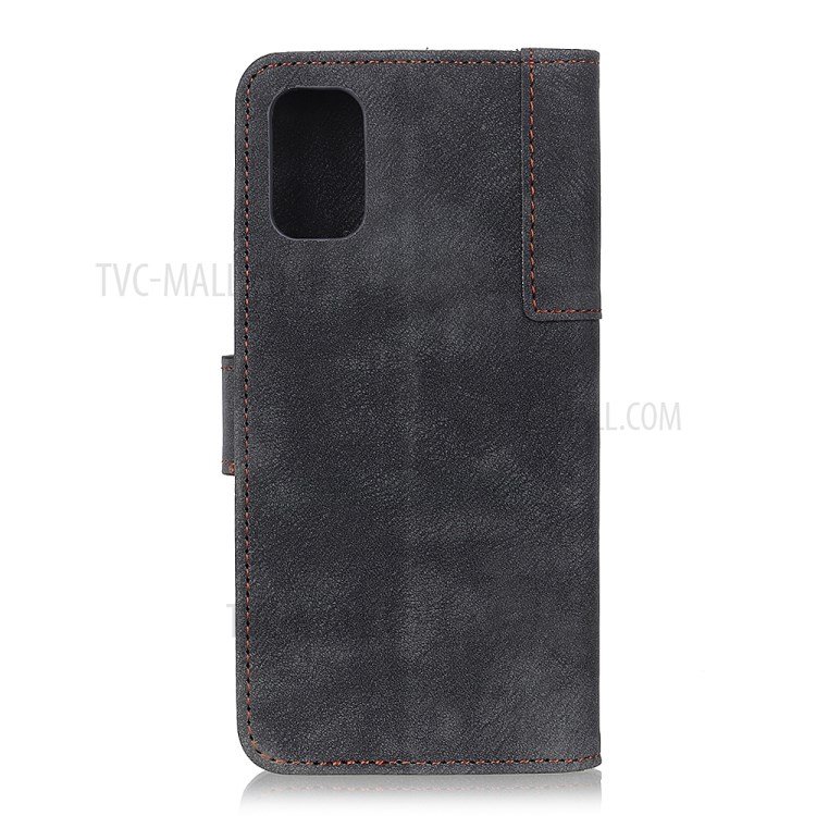 Brass Magnetic Clasp Wallet Stand Leather Cell Phone Cover for Samsung Galaxy A41 - Black-8