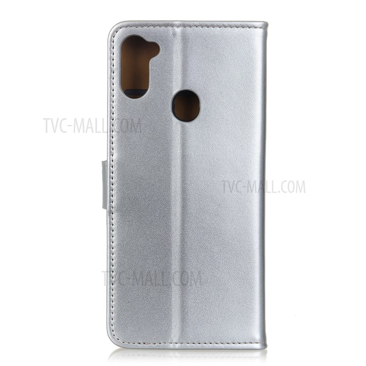 Carteira Estande Aleta Tampa Do Telefone De Couro Para Samsung Galaxy A11 - Prata-8