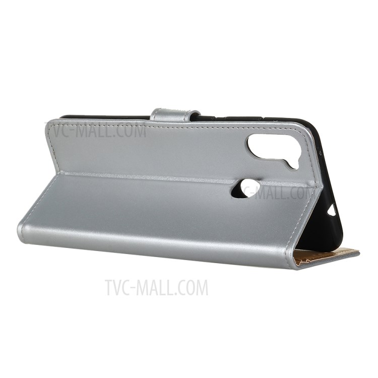 Carteira Estande Aleta Tampa Do Telefone De Couro Para Samsung Galaxy A11 - Prata-9