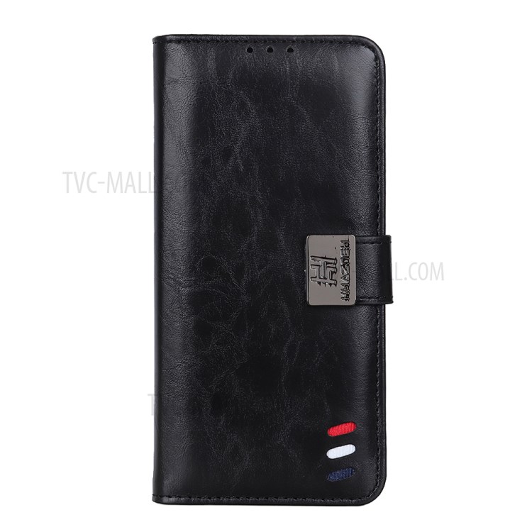 Bison Grain Wallet Stand Leather Phone Shell for Samsung Galaxy A41 - Black-2