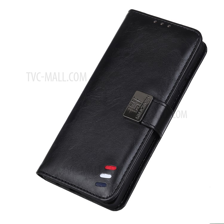 Bison Grain Wallet Stand Leather Phone Shell for Samsung Galaxy A41 - Black-3