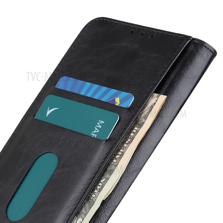 Bison Grain Wallet Stand Leather Phone Shell for Samsung Galaxy A41 - Black-5