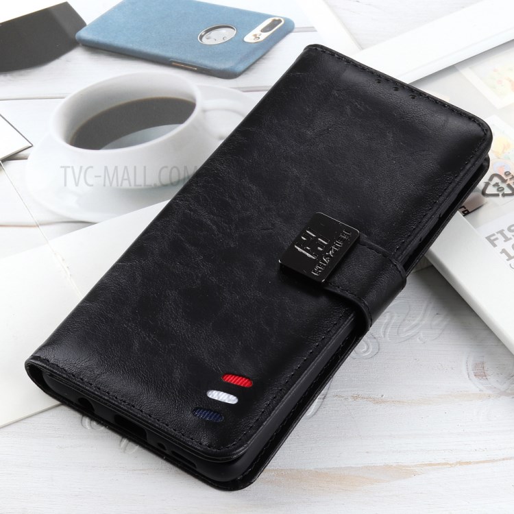 Bison Grain Wallet Stand Leather Phone Shell for Samsung Galaxy A41 - Black-9