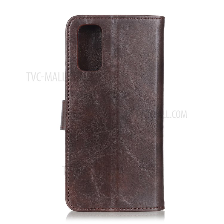 Escudo Do Telefone Bisonte Carteira De Grãos De Couro Suporte Para Samsung Galaxy A41 - Castanho-7