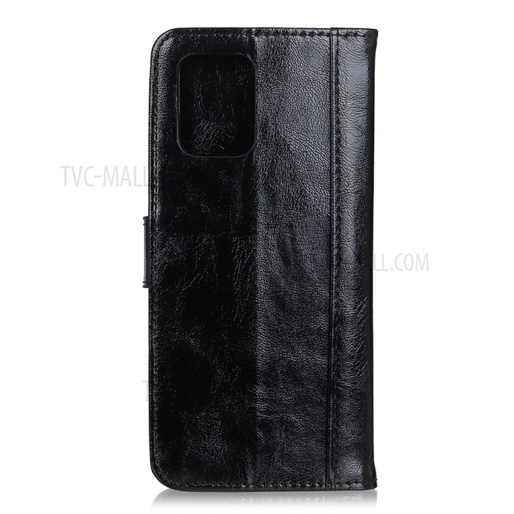 Guscio In Pelle Crosta Pazzo Pelle Cavallo Supporto Portafoglio Per Samsung Galaxy A51 - Nero-7